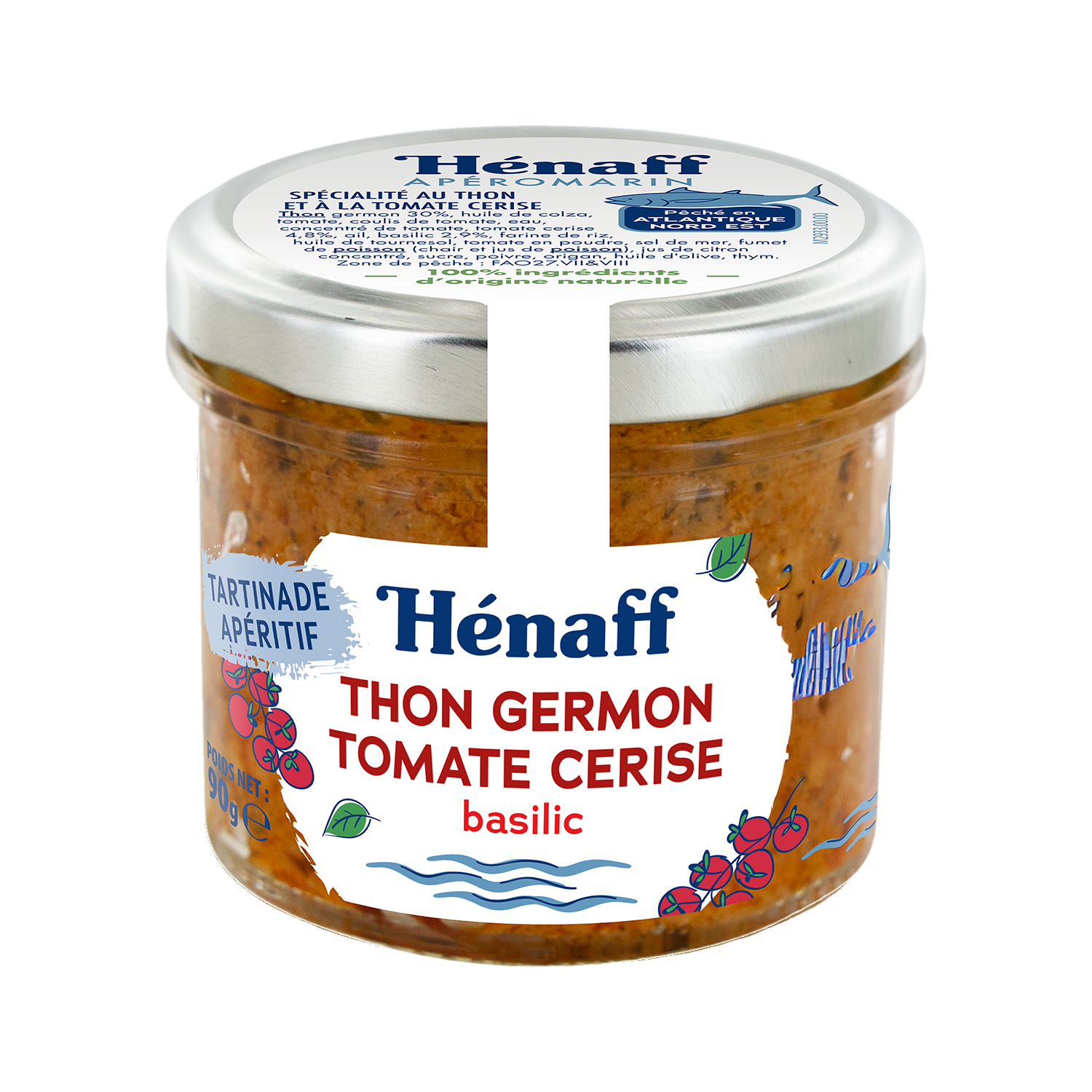 Albacore tuna, cherry tomatoes and basil