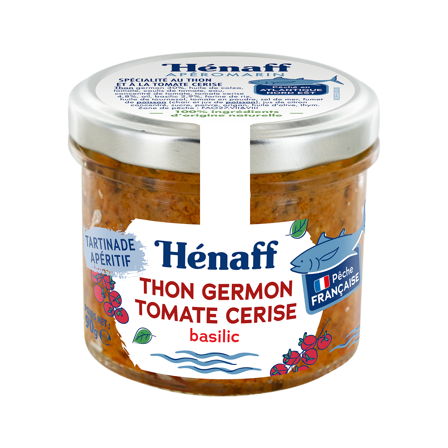 Thon germon, tomates cerise et basilic