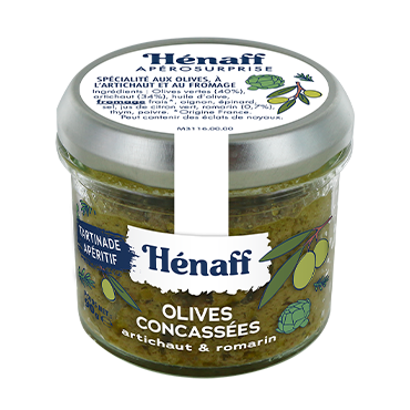 Olives concassées, artichaut et romarin